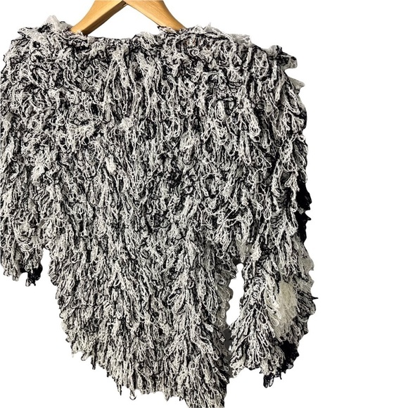 Sideffects Vintage Shaggy Sweater Hand Crocheted Checkered Pattern Vintage Small - Picture 5 of 7